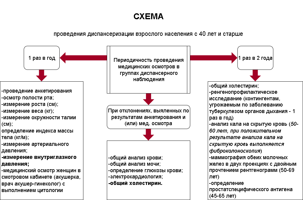 Этапы диспансеризации схема